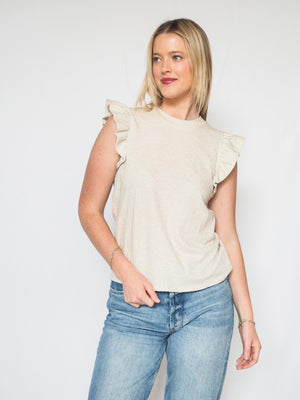 NATION Paulette Tank Oatmeal Ruffle Tank