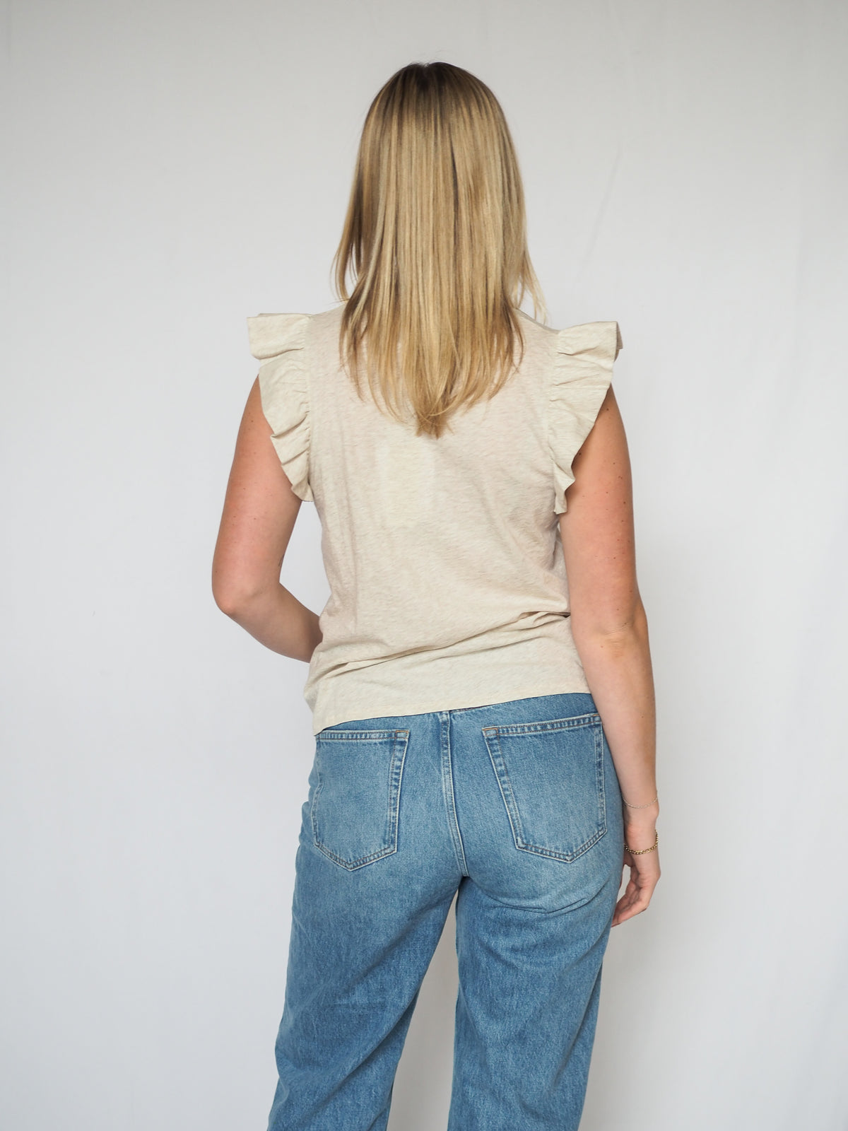 NATION Paulette Tank Oatmeal Ruffle Tank