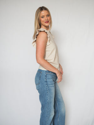NATION Paulette Tank Oatmeal Ruffle Tank