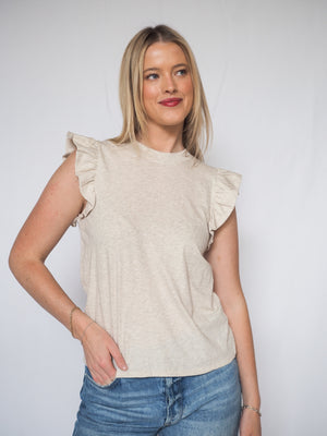 NATION Paulette Tank Oatmeal Ruffle Tank