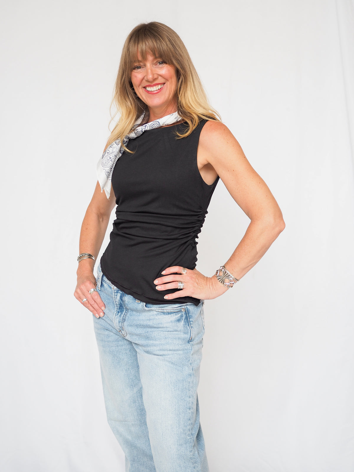 Knit Layered Sleeveless Black Top