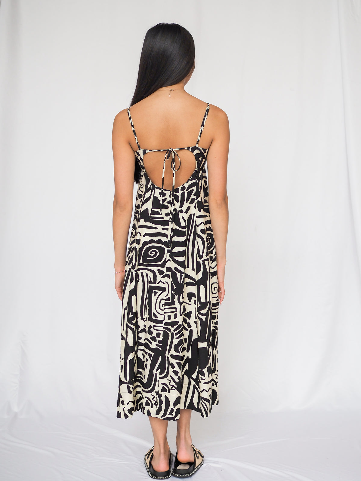 Sahara Tribal Print Dress in Black