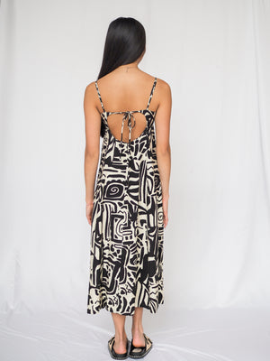 Sahara Tribal Print Dress in Black