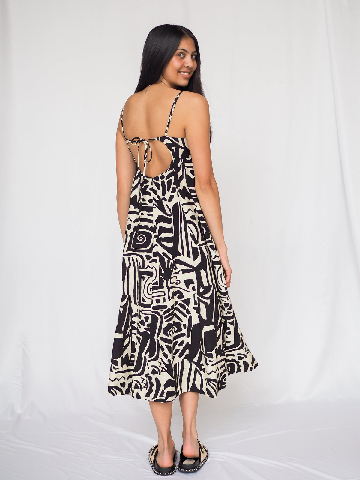 Sahara Tribal Print Dress in Black