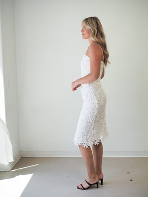 RAYE LACE White Midi SKIRT