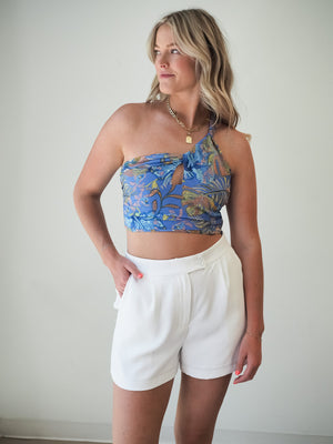 Olivaceous KANE BLUE PRINT ONE SHOULDER TOP