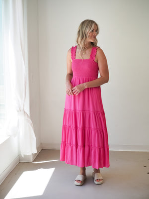 DYLAN SMOCKED Fuchsia Pink DRESS