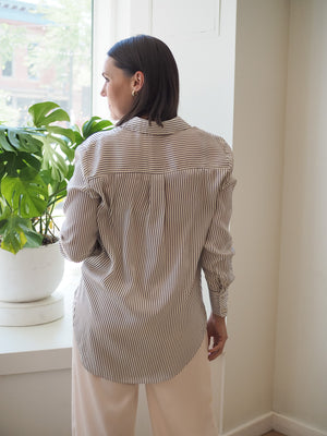 Satin Ivory Stripe Blouse