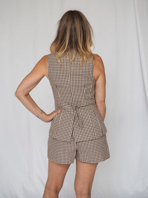 ASTR The Label Preston Brwon Checker Shorts