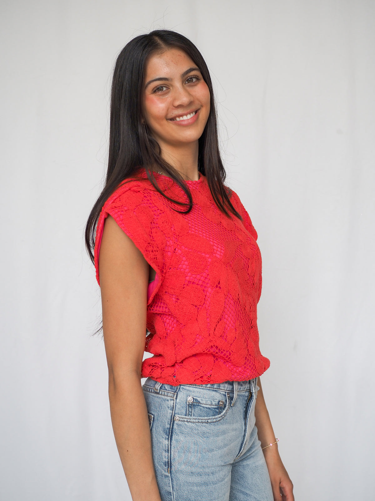 Caballero Judy Top in Raspberry Lace