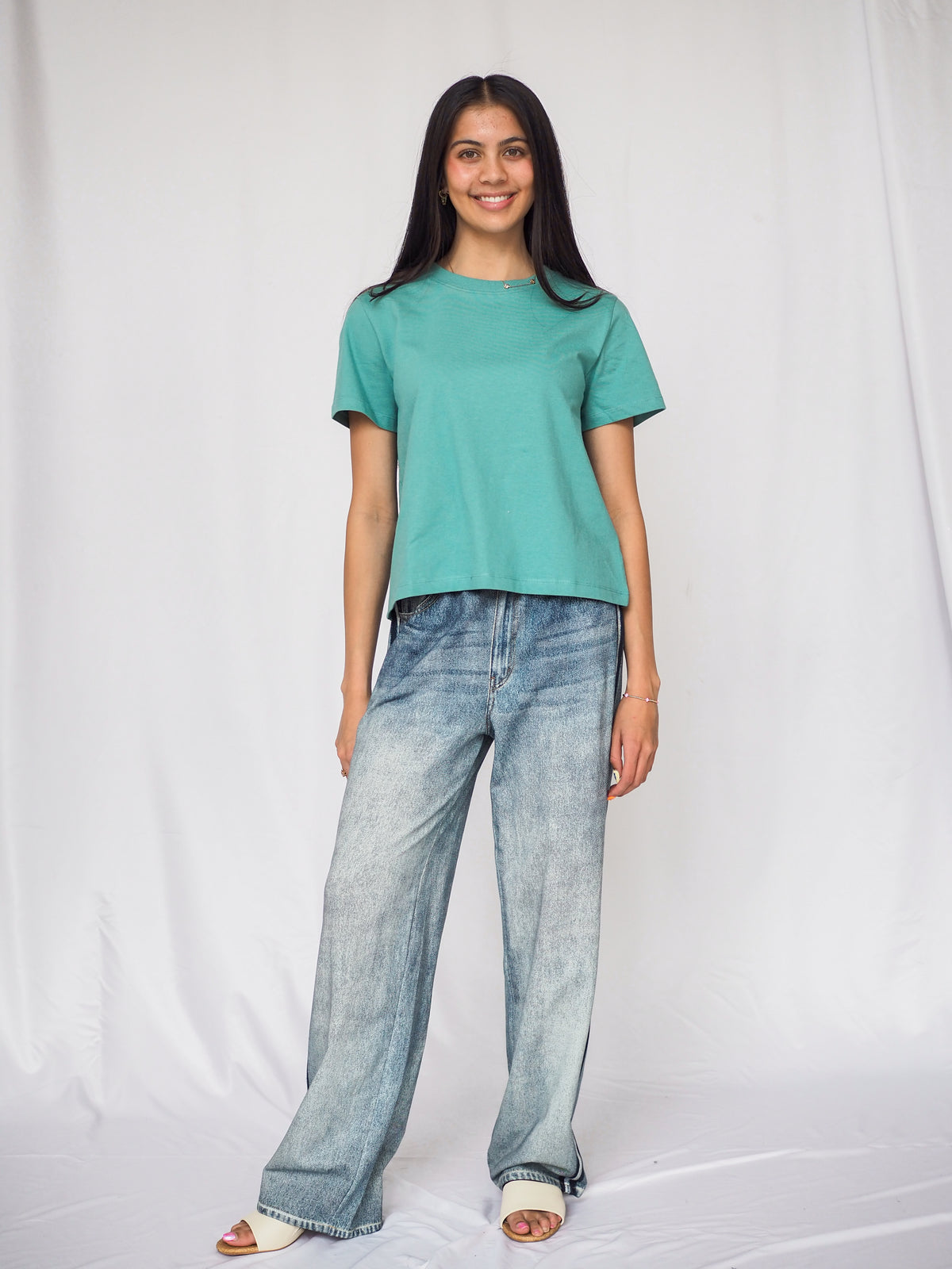 Faux Jean Track Pant in Blue