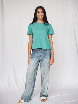 Faux Jean Track Pant in Blue
