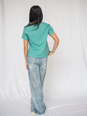 Faux Jean Track Pant in Blue