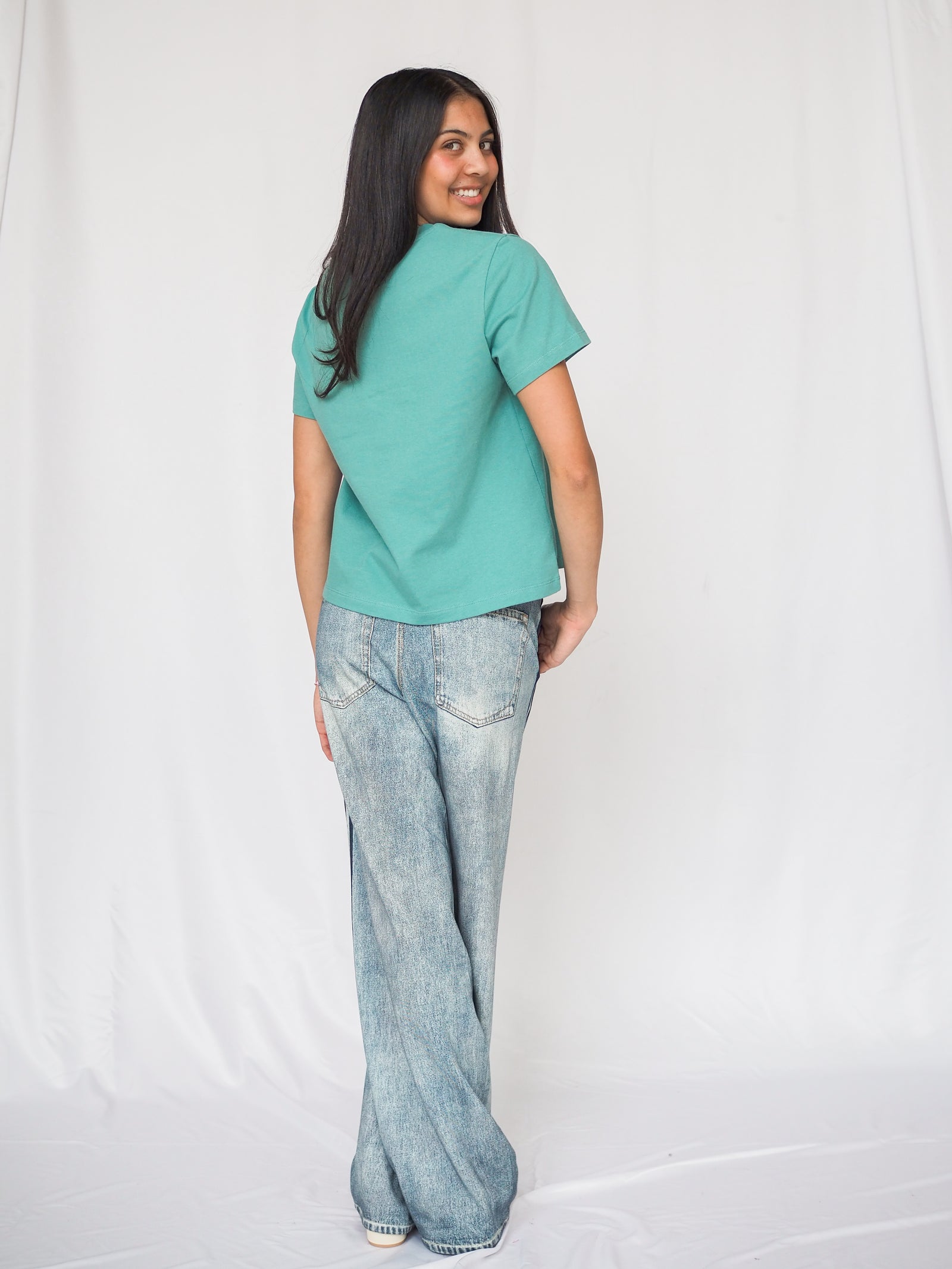 Faux Jean Track Pant in Blue