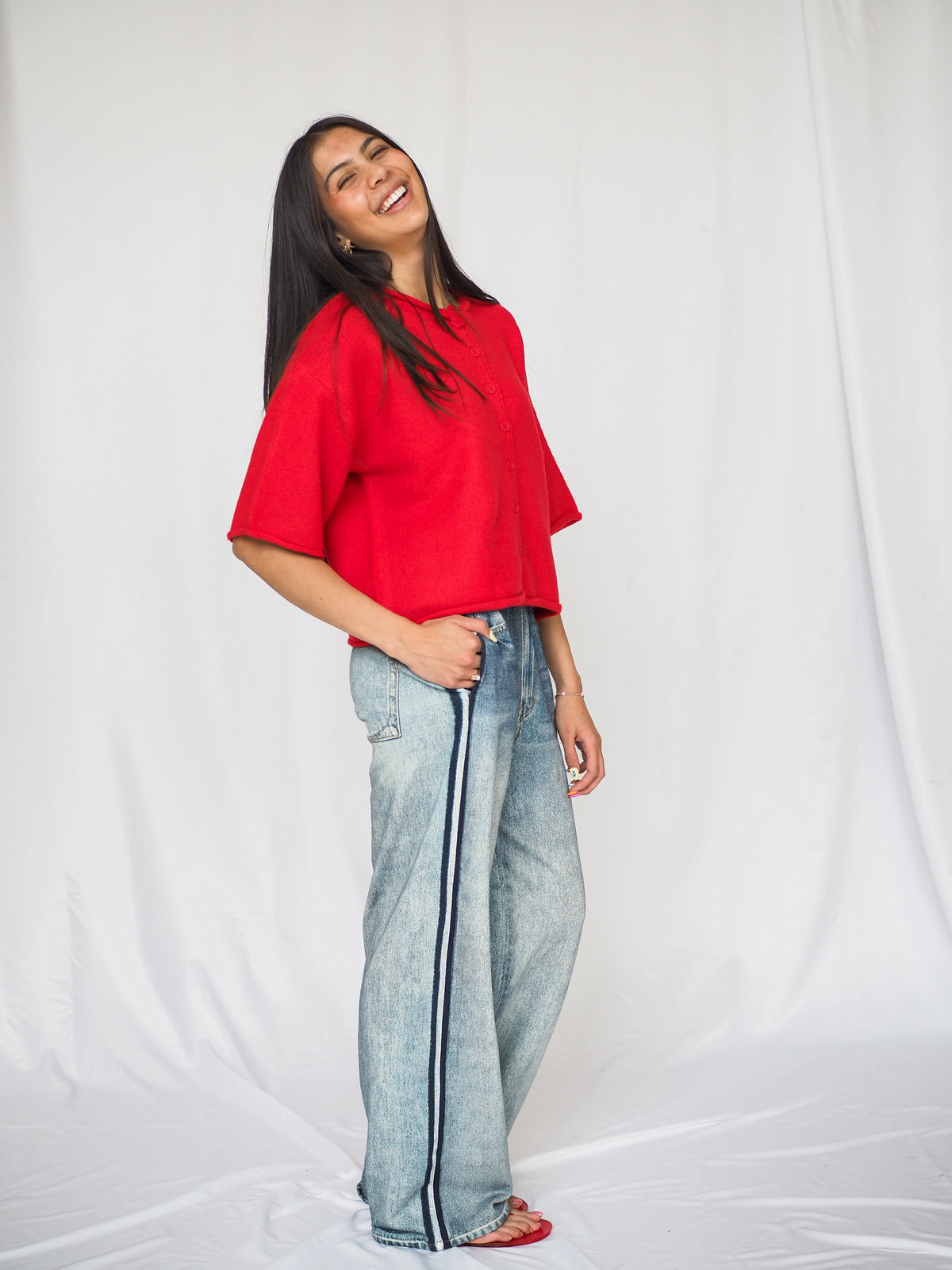 Knit Sweater Quarter Sleeve Button Up Cardigan Top - 4 Colors