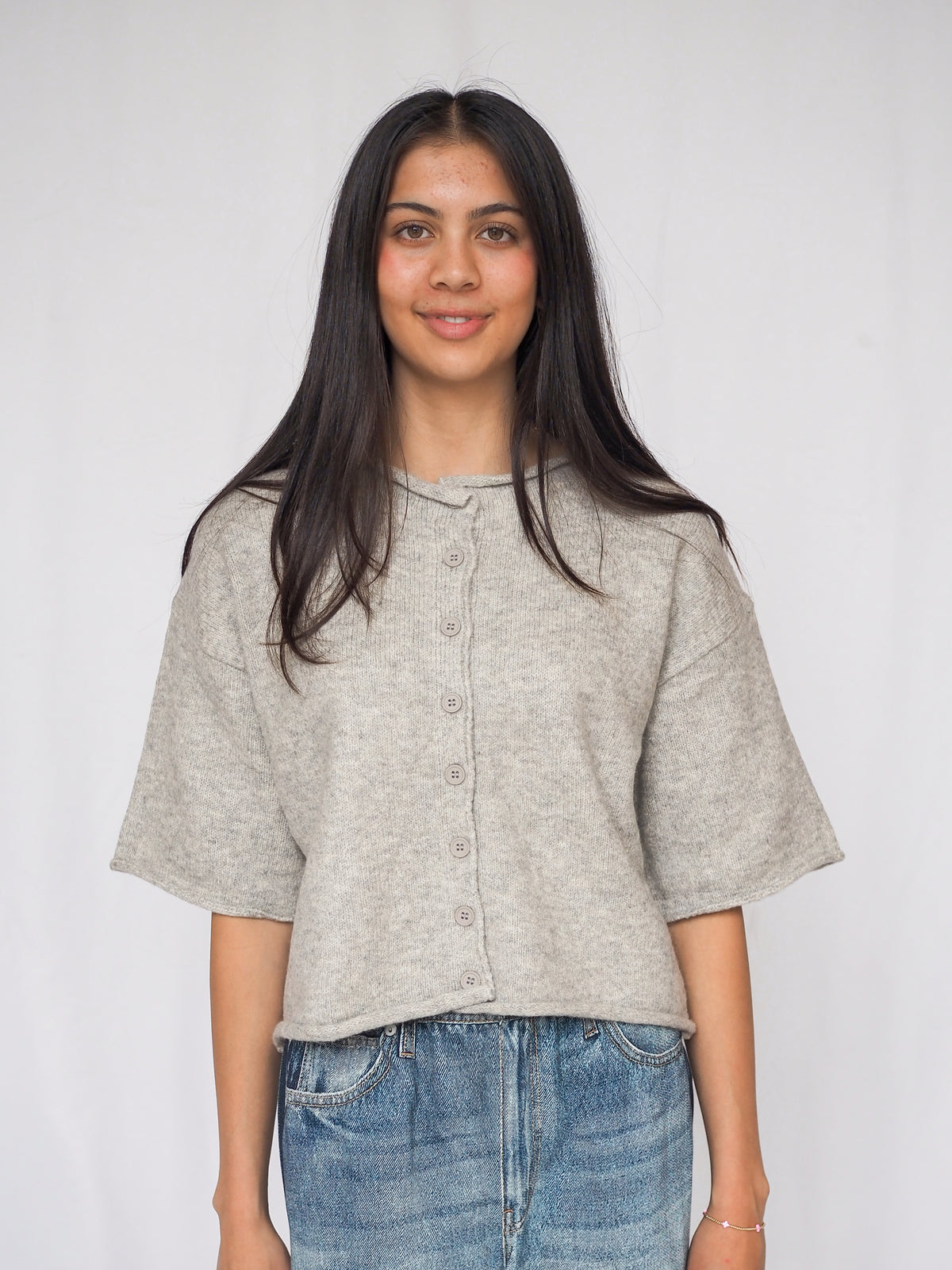 Knit Sweater Quarter Sleeve Button Up Cardigan Top - 4 Colors