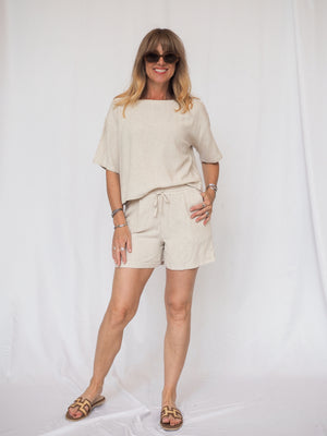 Juno Linen Shorts in Beige