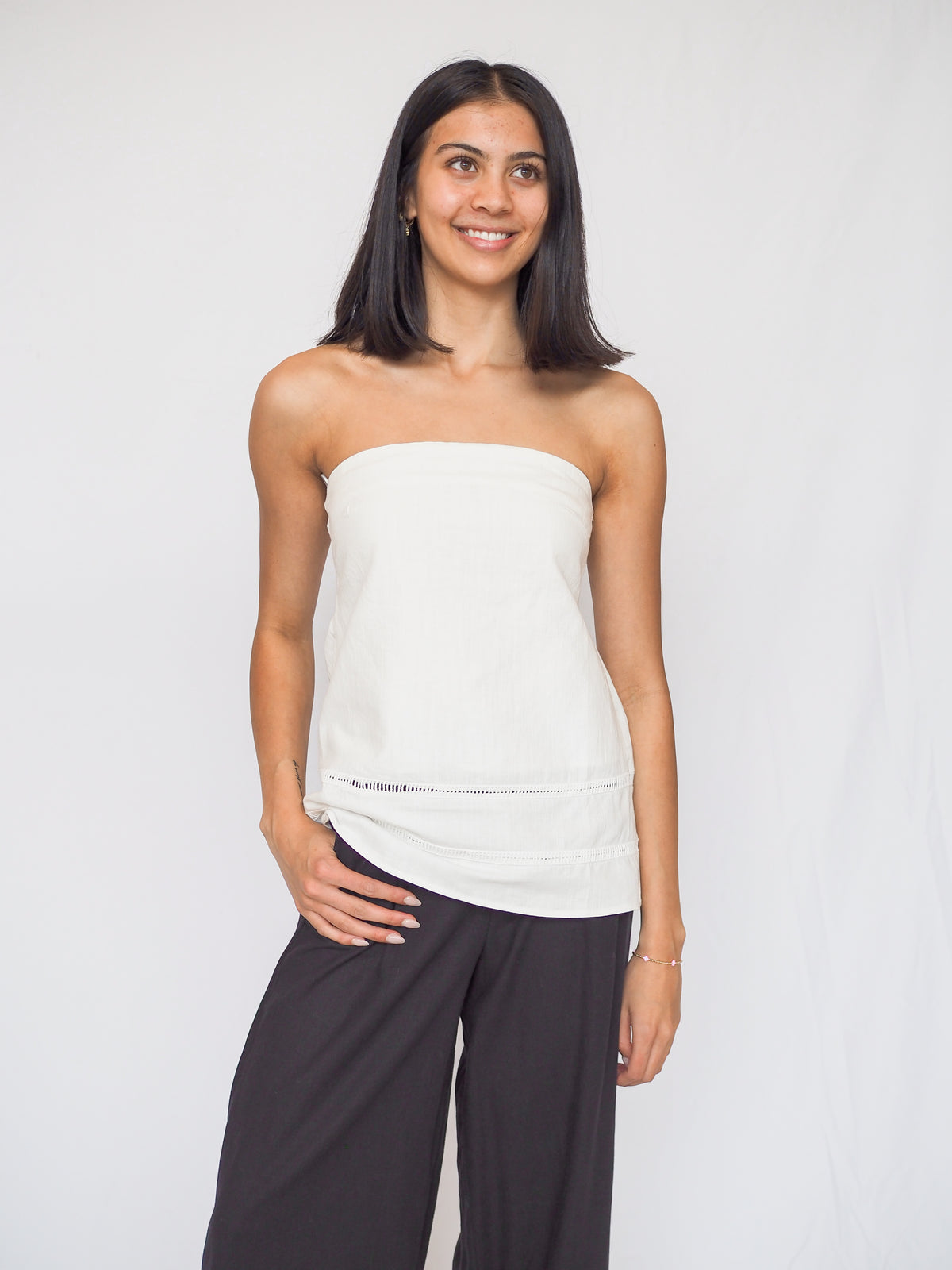 Linen Strapless Top