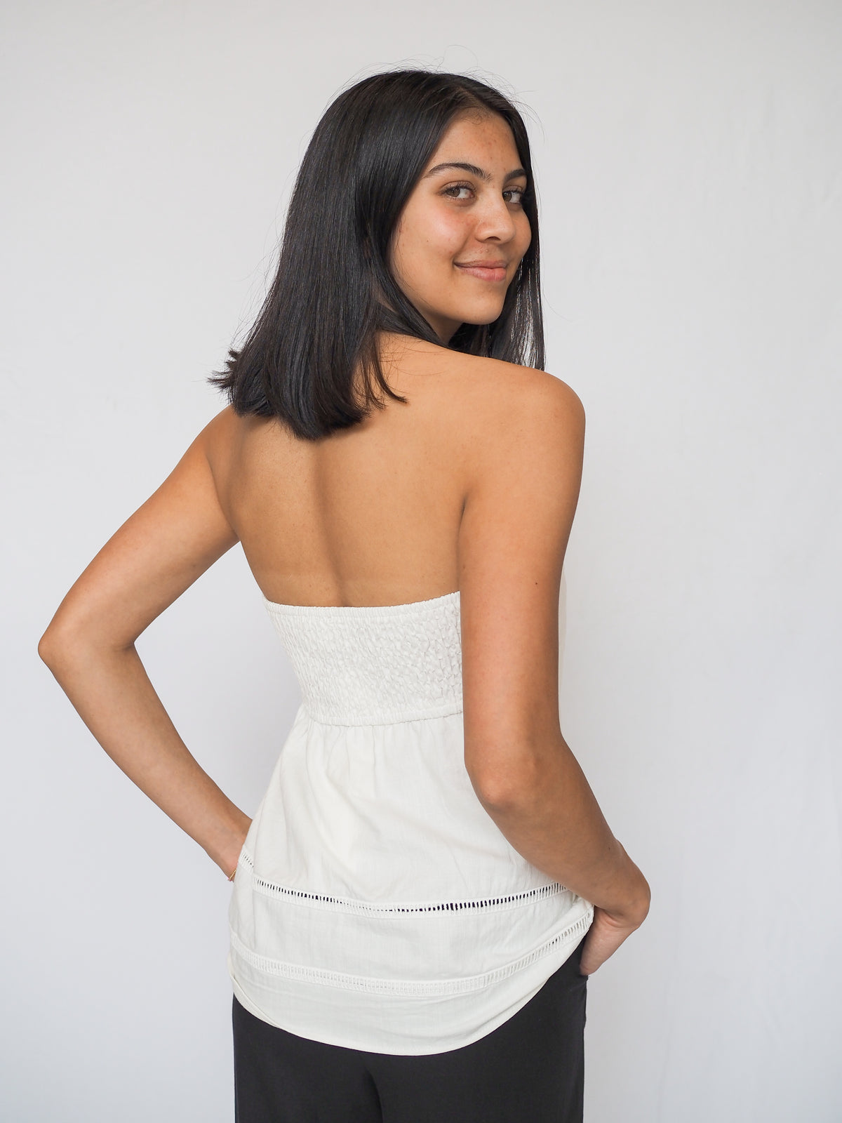 Linen Strapless Top
