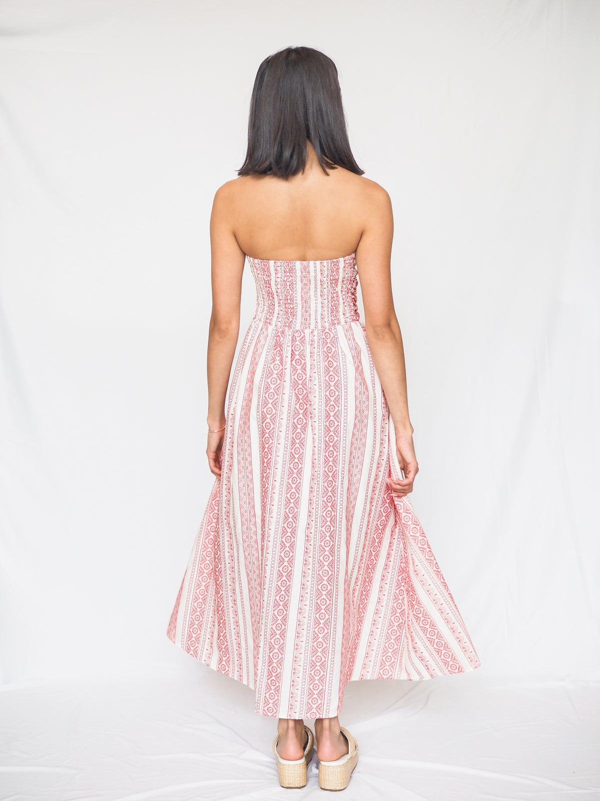Santorini Tube Midi Dress in Crimson Weave