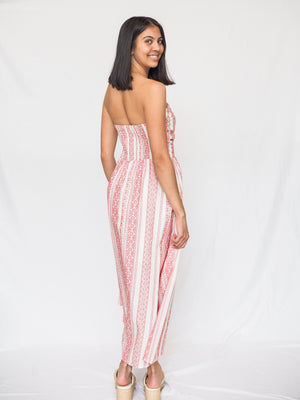 Santorini Tube Midi Dress in Crimson Weave