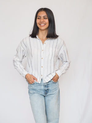 Madelyn Shirt in White Blue Stripe