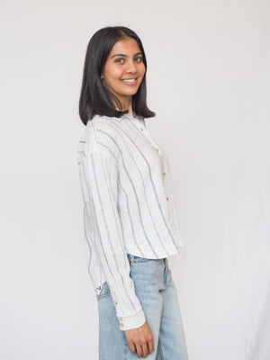 Madelyn Shirt in White Blue Stripe
