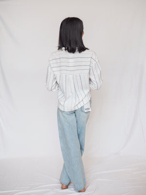 Madelyn Shirt in White Blue Stripe
