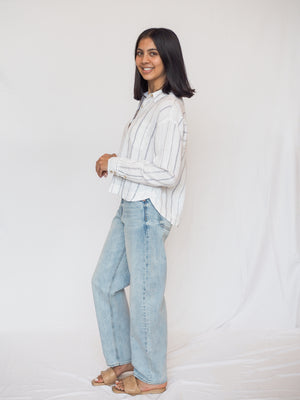 Madelyn Shirt in White Blue Stripe