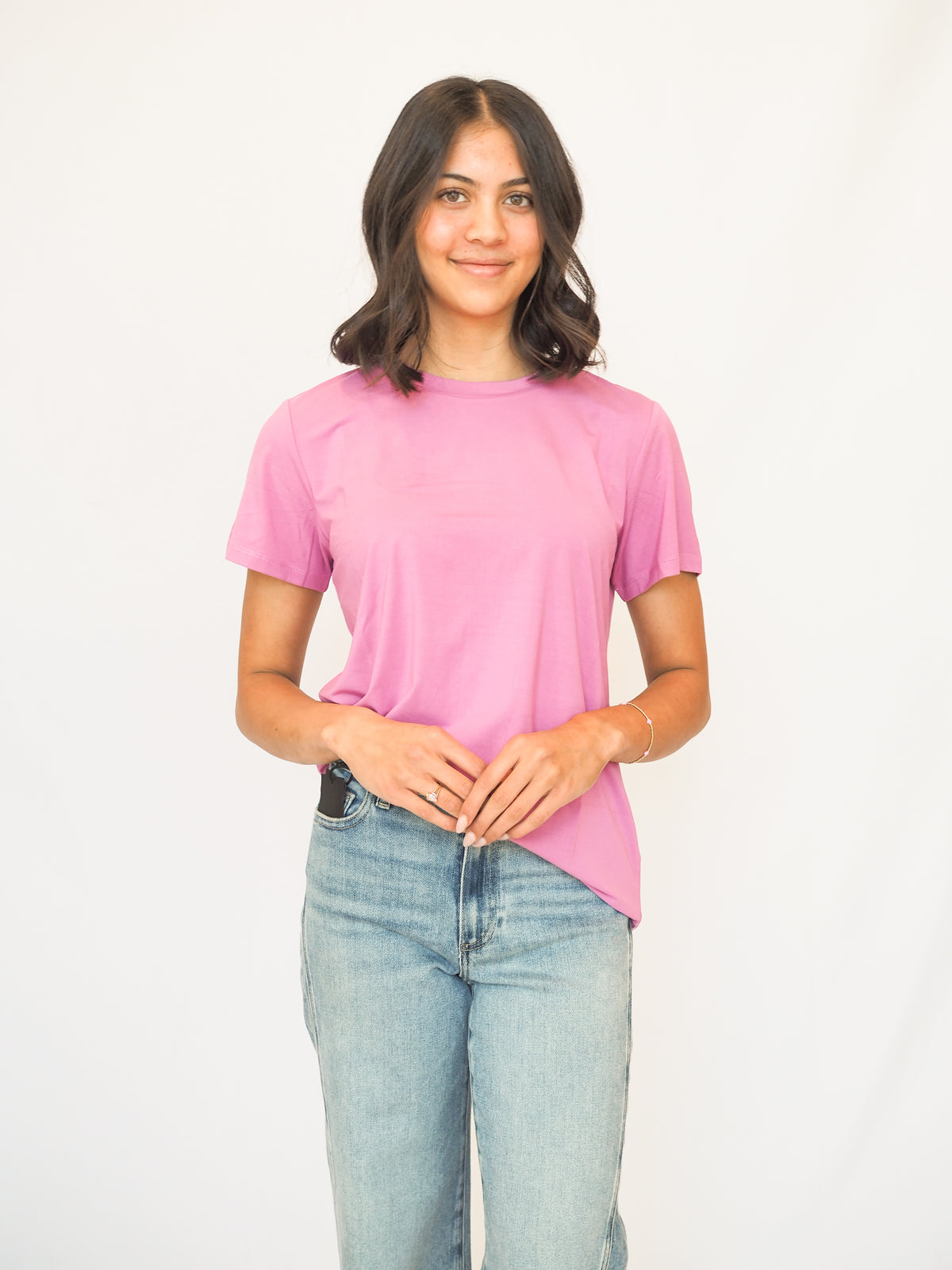 Sydney Basic Round Neck Tee In Berry Smoothie