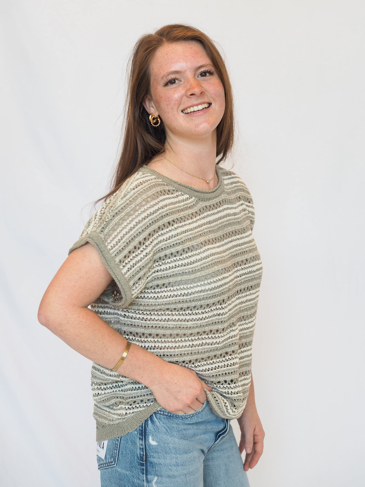 Dakota Striped Crochet Sweater Top - 3 Colors