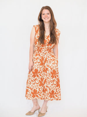 Persa Sleeveless Dress in Cocoa Floral