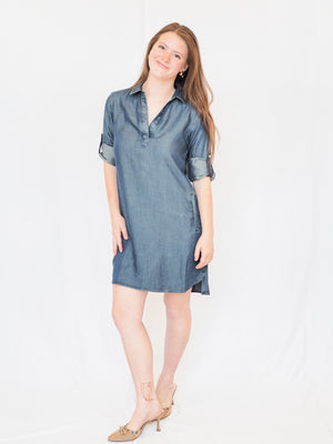 Bella Dahl Long Sleeve A-Line Shirt Dress in Twilight