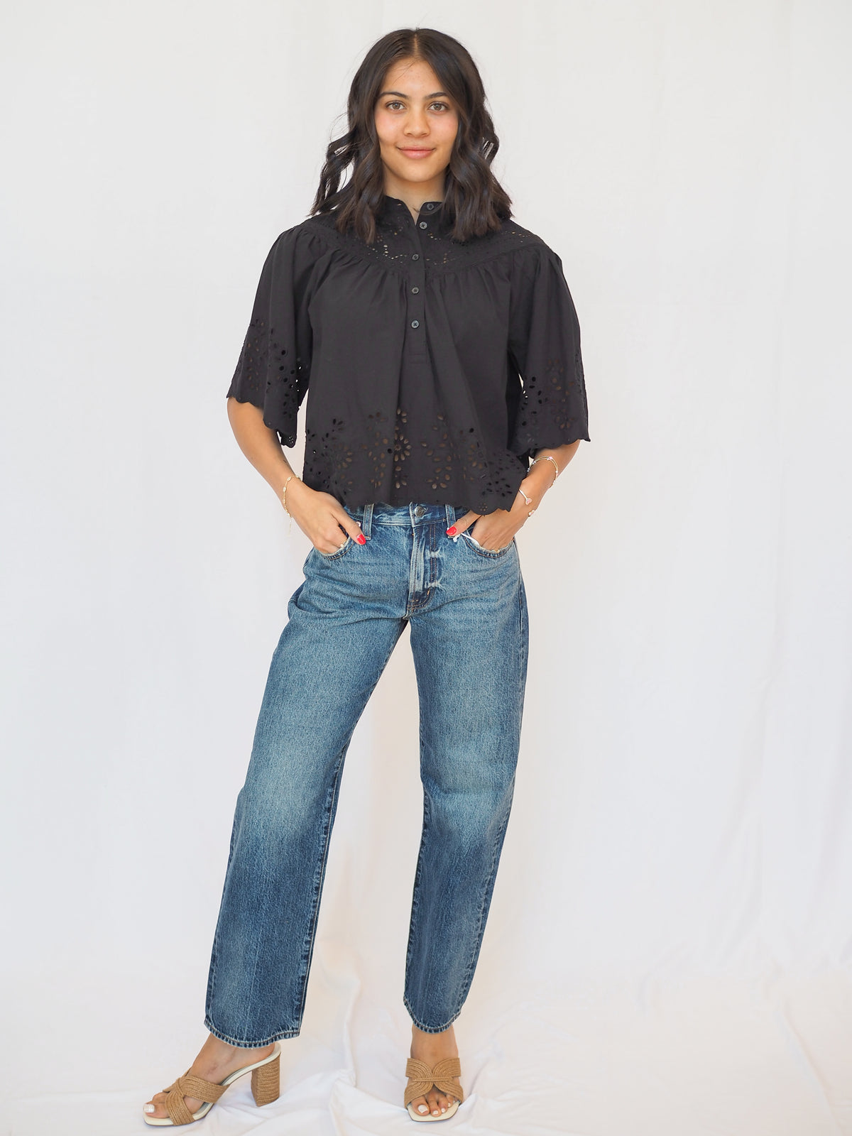 Annika Black Eyelet Blouse