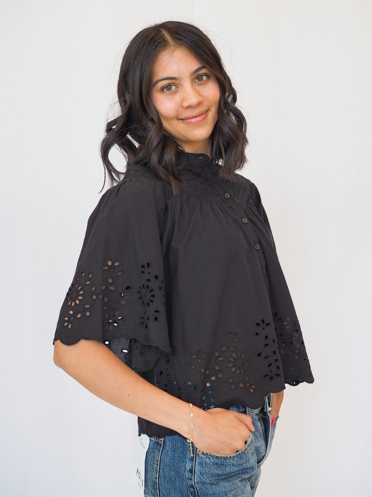 Annika Black Eyelet Blouse