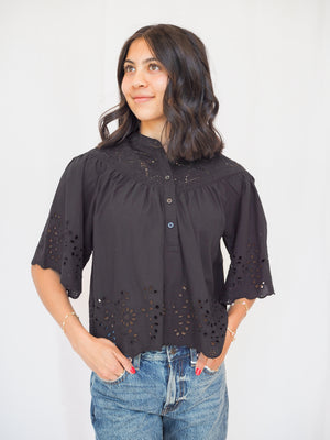 Annika Black Eyelet Blouse