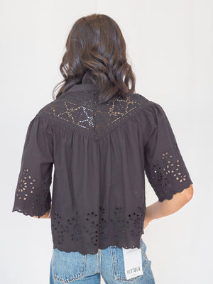 Annika Black Eyelet Blouse