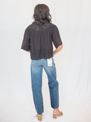 Annika Black Eyelet Blouse