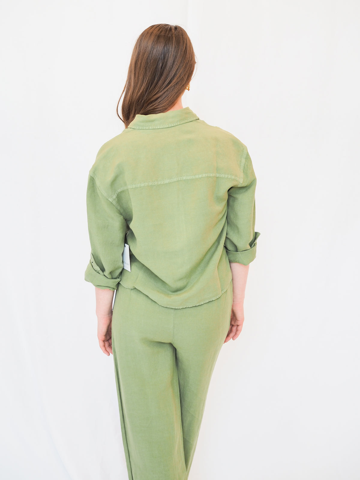 Leah Button Down in Olive Leaf