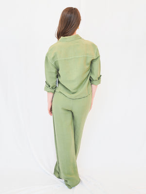 Leah Button Down in Olive Leaf