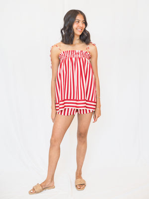 Juni Red Stripe Top in Red