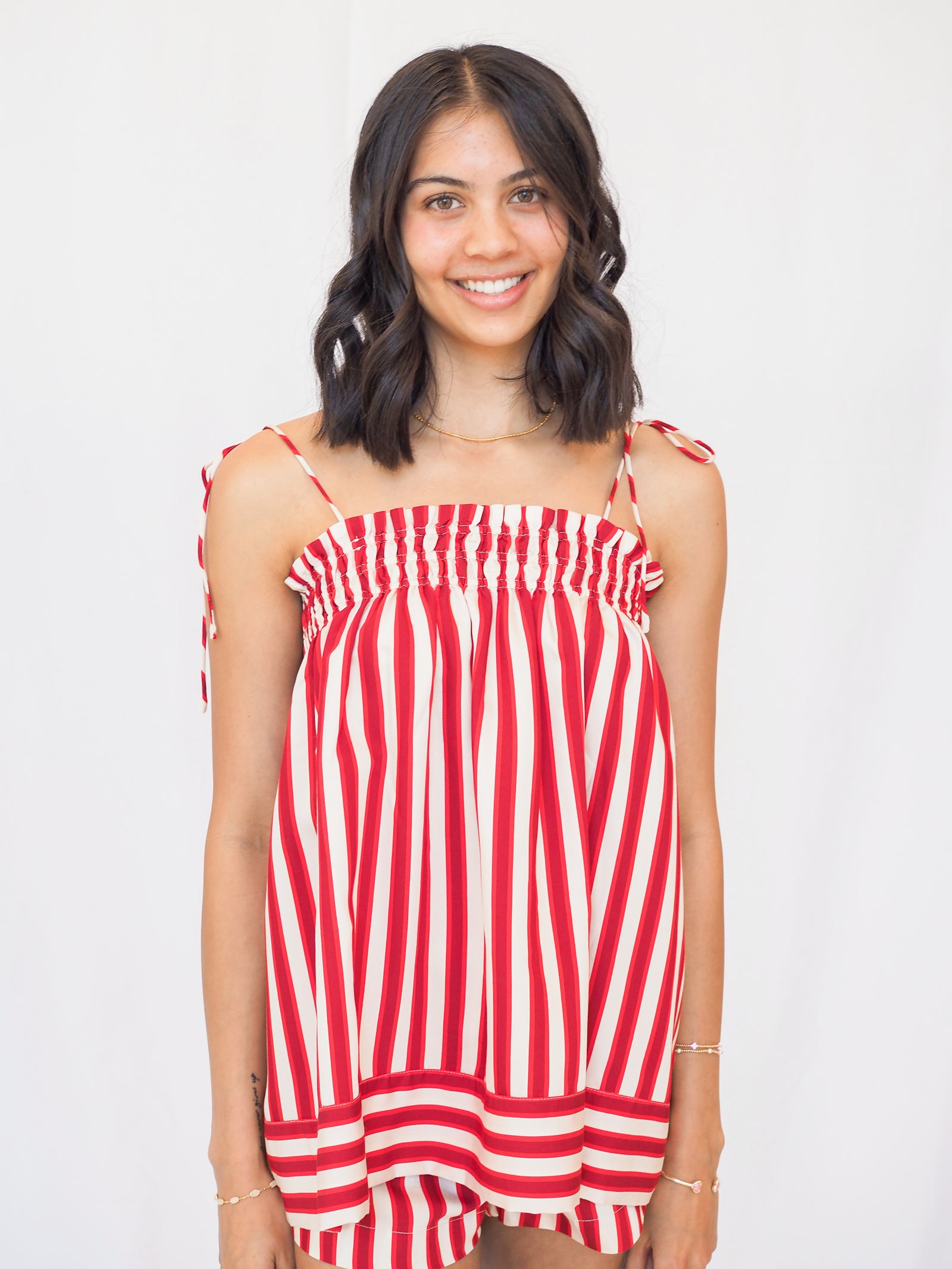 Juni Red Stripe Top in Red