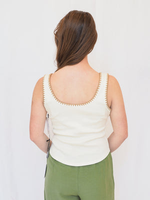 Lona White Whipstitch Ivory Tank
