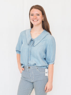 Areli Denim Collared Blouse