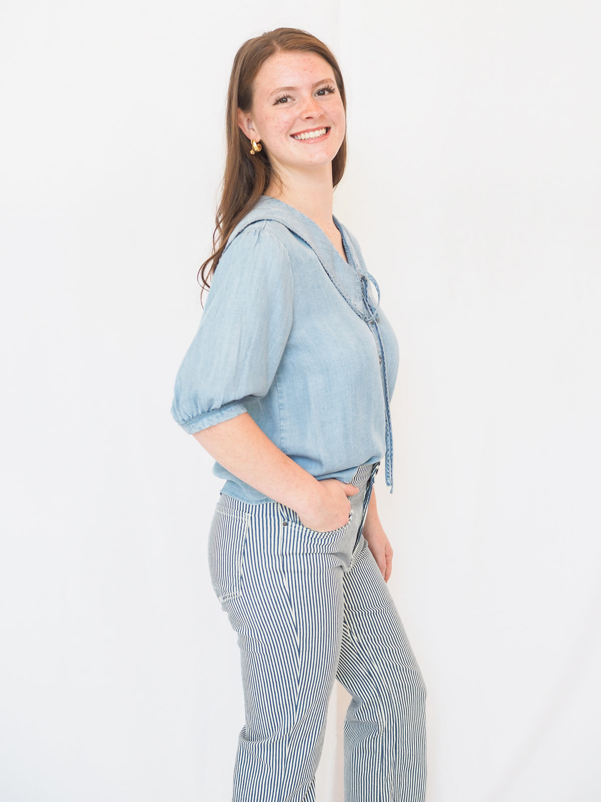 Areli Denim Collared Blouse