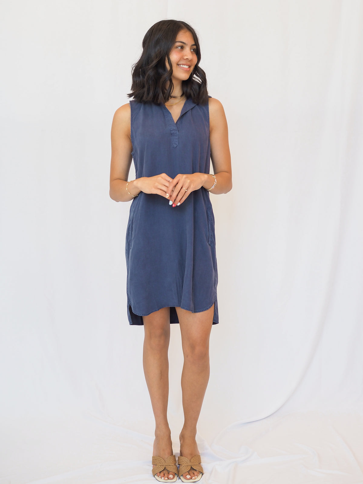 Bella Dahl Sleeveless A-Line Dress in Midnight Surf