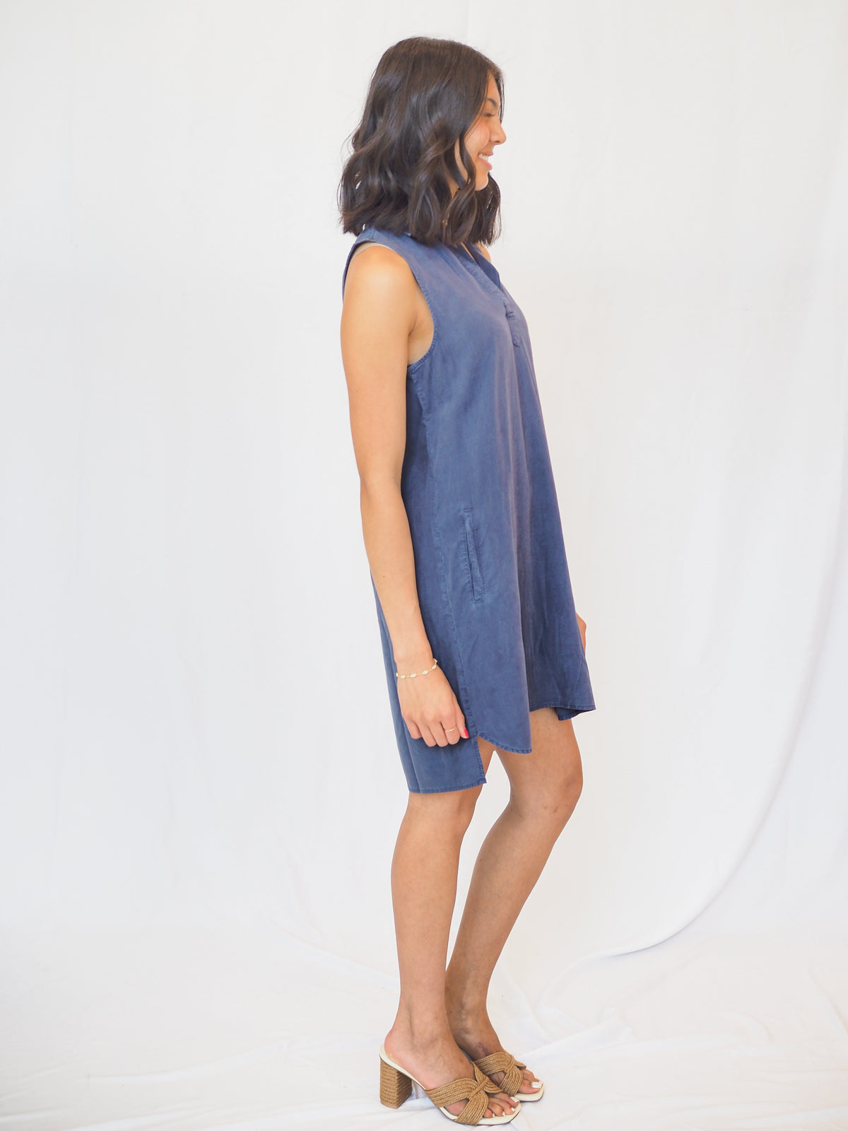 Bella Dahl Sleeveless A-Line Dress in Midnight Surf