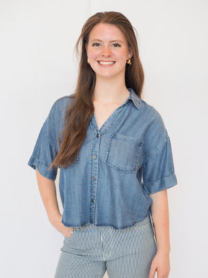 Brandon Tencel Denim Short Sleeve Top