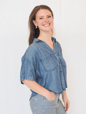 Brandon Tencel Denim Short Sleeve Top