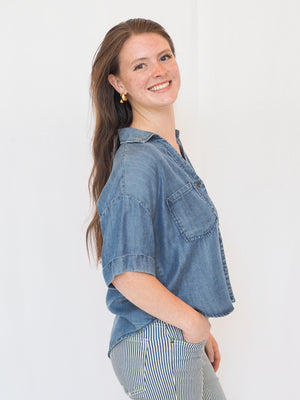 Brandon Tencel Denim Short Sleeve Top